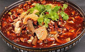 Chongqing Boiled Blood and Offal (spicy)/Sopa picante de víscera